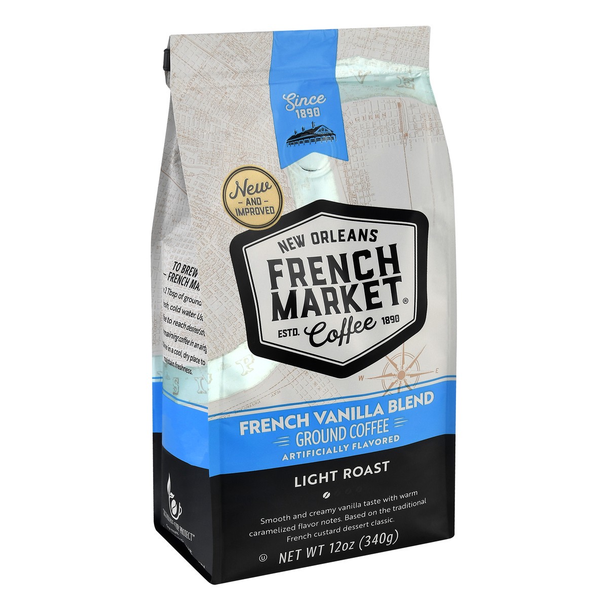 slide 4 of 12, French Market Coffee Ground Light Roast French Vanilla Blend Coffee 12 oz, 12 oz