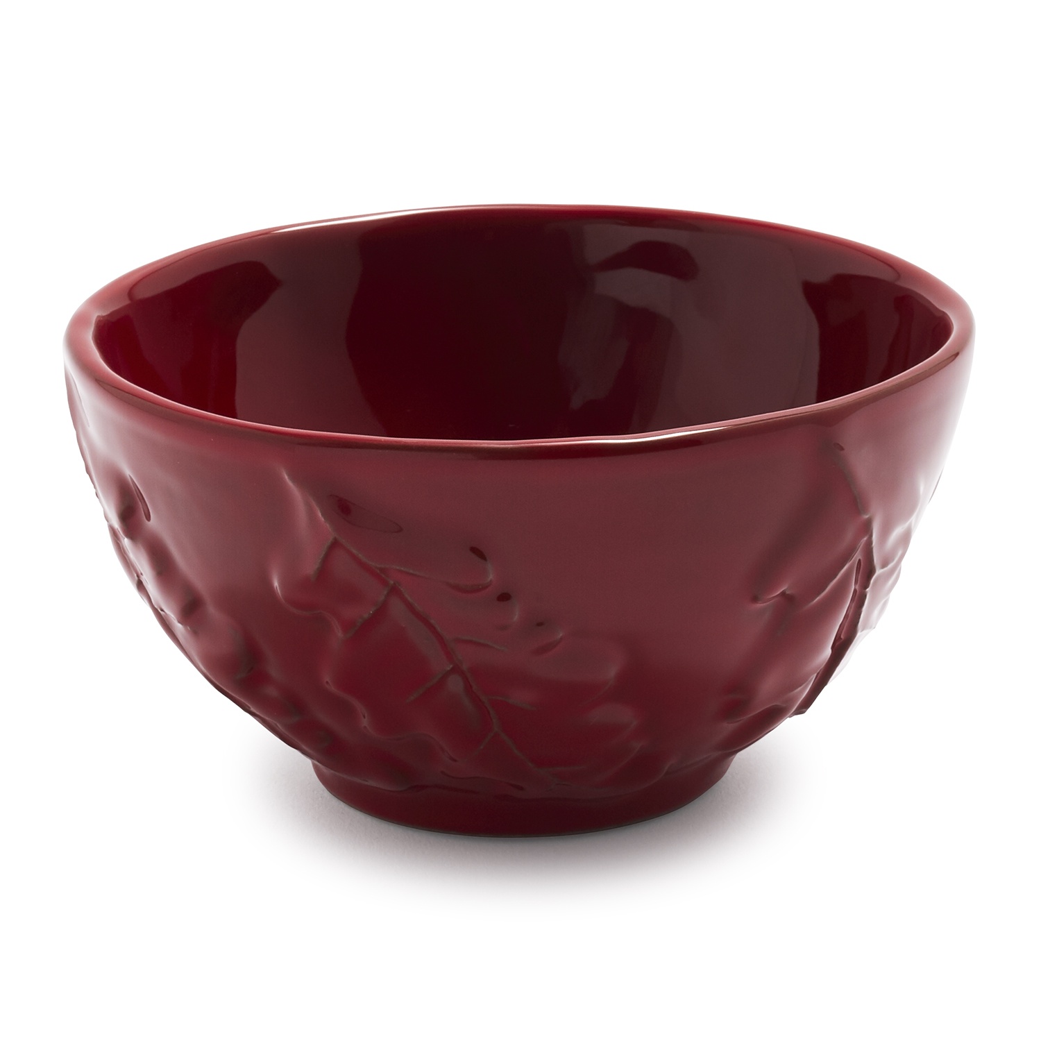 slide 1 of 1, Sur La Table Leaf Embossed Bowl, Red, 1 ct