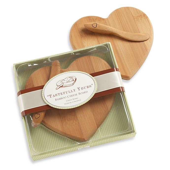slide 1 of 1, Kate Aspen Tastefully Yours Heart-Shaped Bamboo Cheese Board, 1 ct