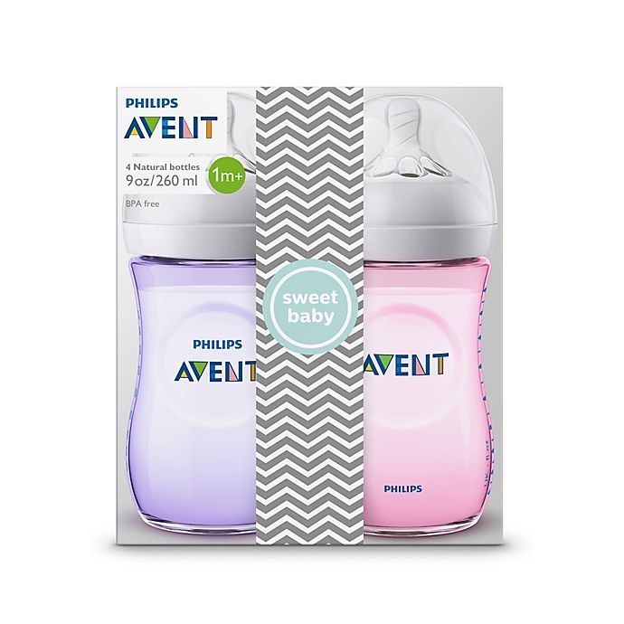 slide 2 of 2, Philips Avent Natural Bottle - Pink/Purple, 4 ct