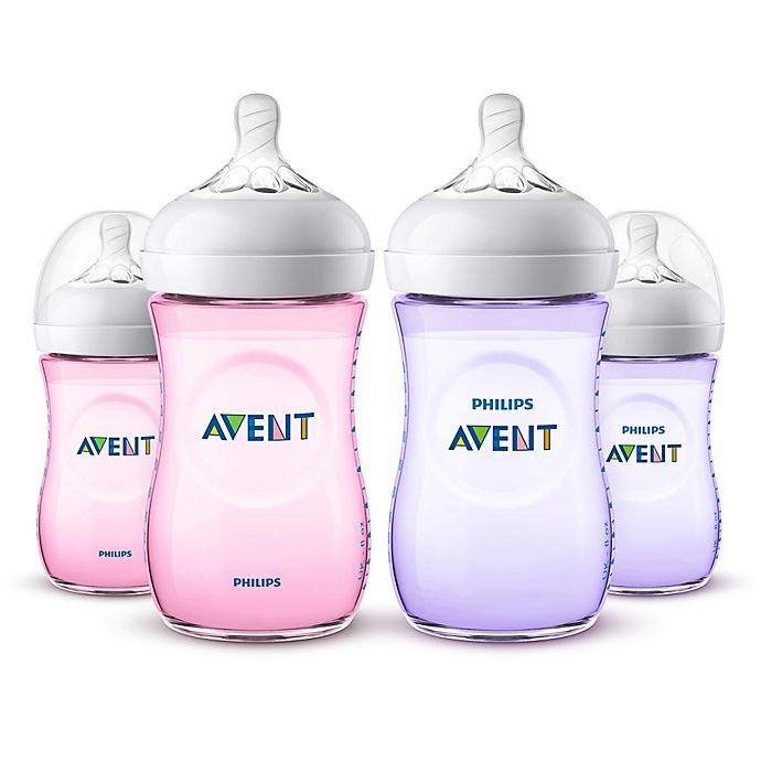 slide 1 of 2, Philips Avent Natural Bottle - Pink/Purple, 4 ct