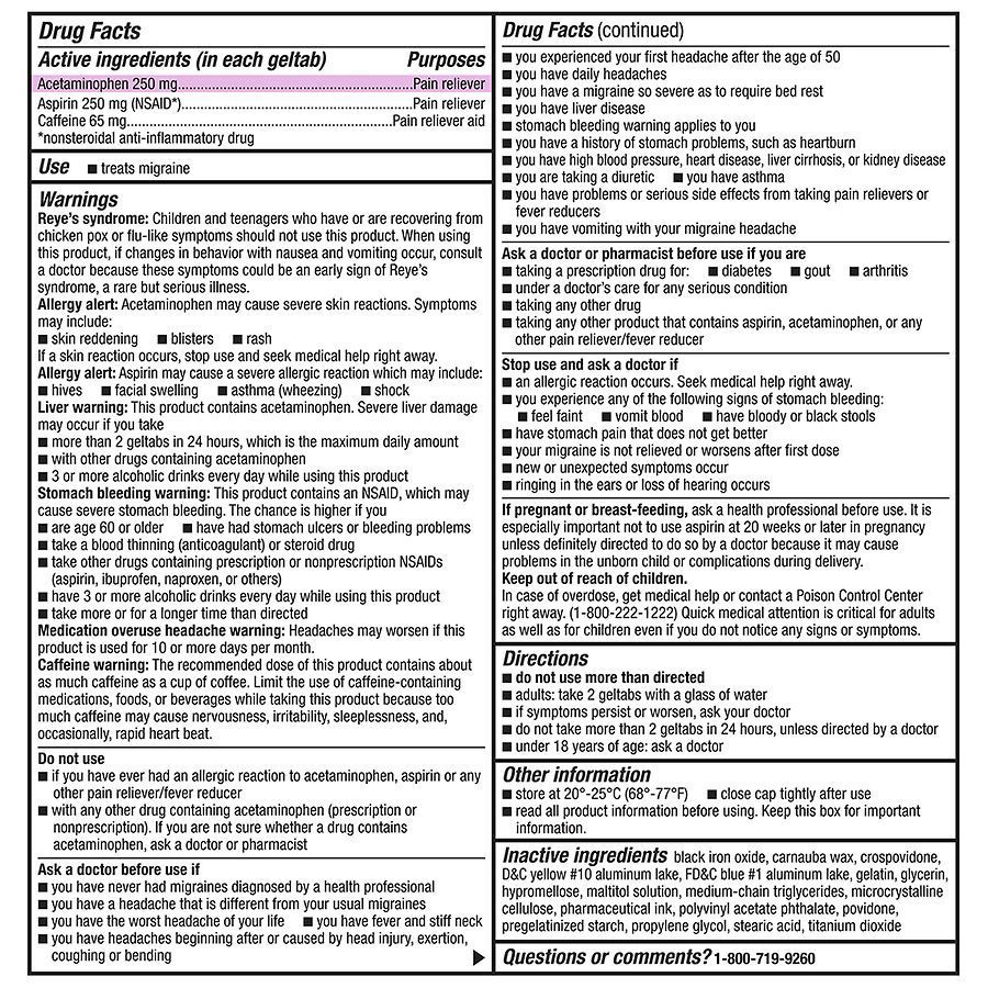 slide 2 of 5, Walgreens Migraine Relief Geltabs, Acetaminophen, Aspirin (NSAID) and Caffeine, 20 ct