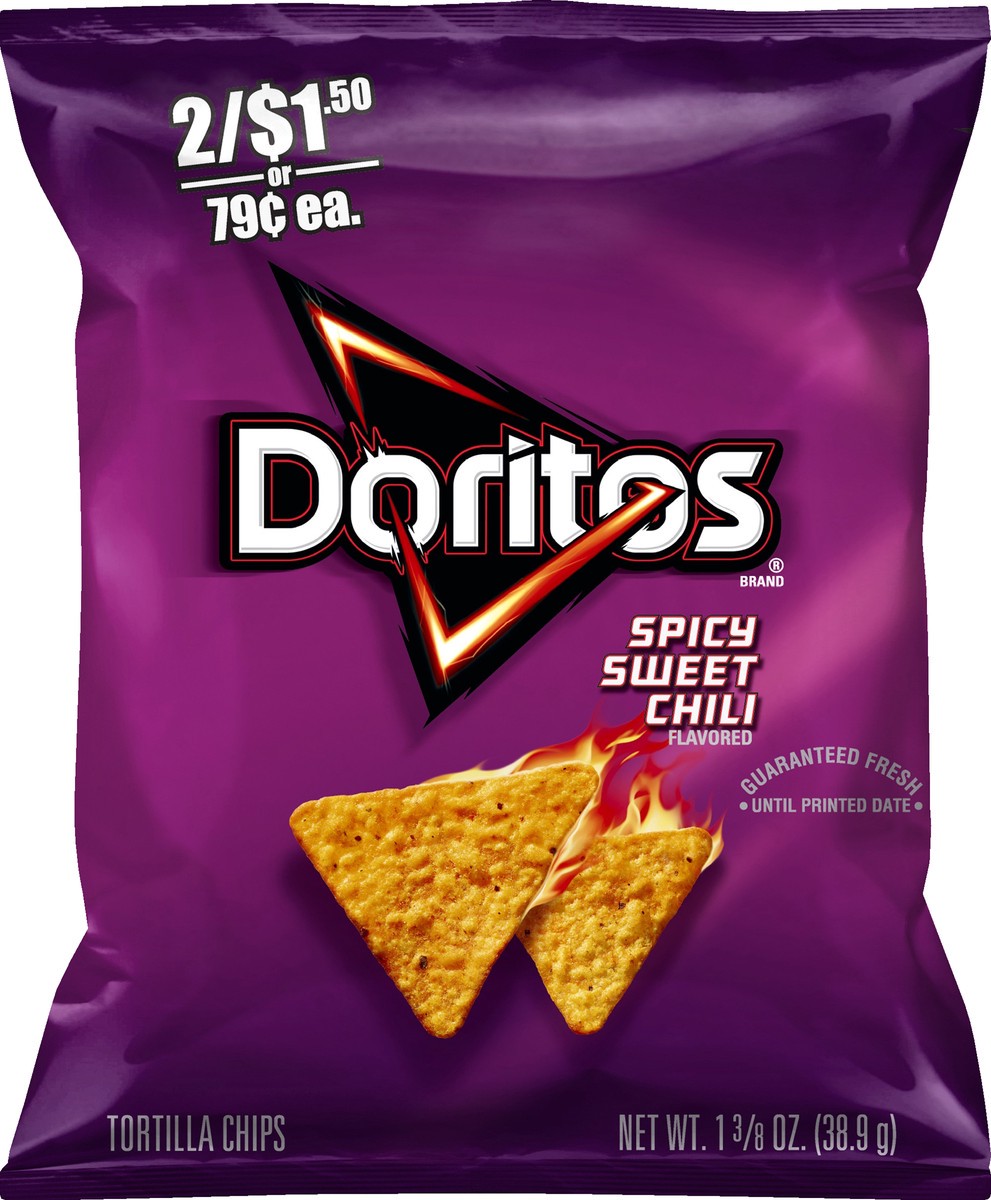 slide 3 of 5, Doritos Tortilla Chips Spicy Sweet Chili 1 3/8 Oz, 1.38 oz