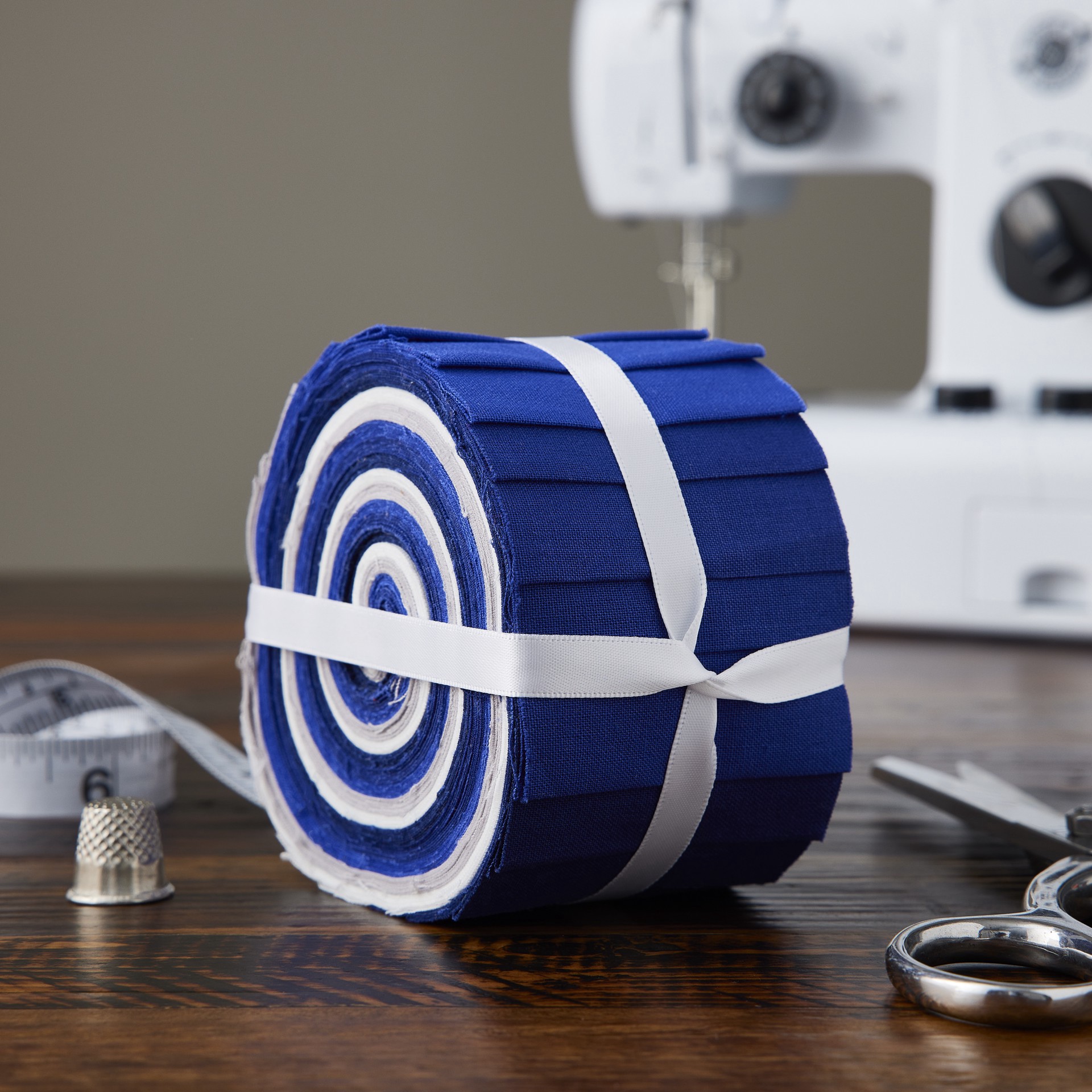 slide 2 of 6, Blue & White Cotton Fabric Strips By Loops & Threads, 2.5 in x 42 in