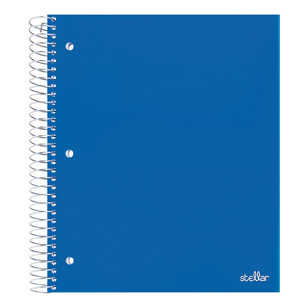 slide 1 of 1, Office Depot Brand Stellar Poly Notebook, 8-1/2'' X 11'', 3 Subject, Wide Ruled, 300 Pages (150 Sheets), Blue, 150 ct