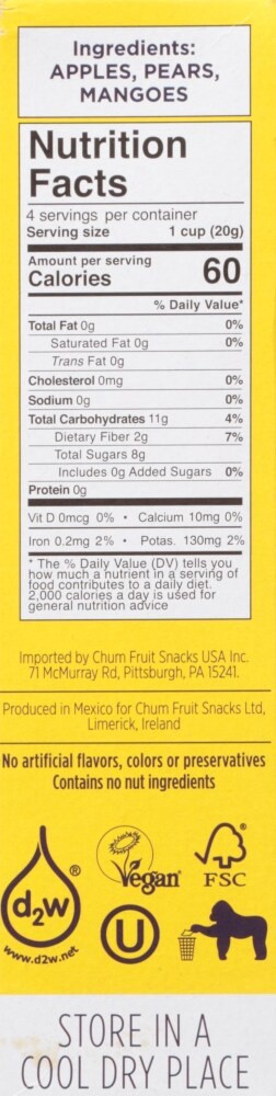 slide 2 of 5, Chum Mango Fruit Bites 4 - 0.7 oz Packs, 4 ct