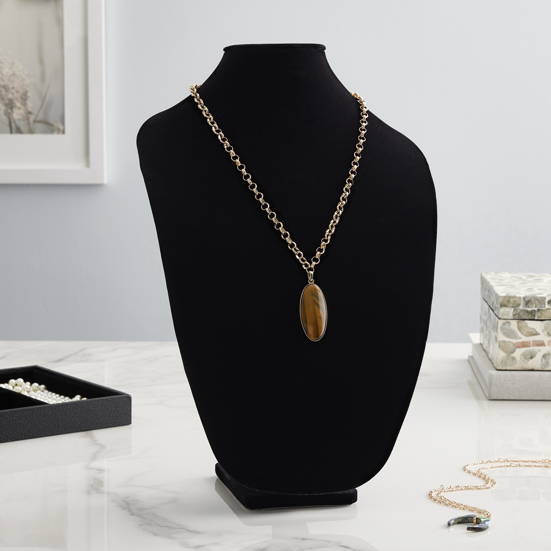 slide 3 of 3, 15" Black Velvet 3d Necklace Stand By Bead Landing, 15 in