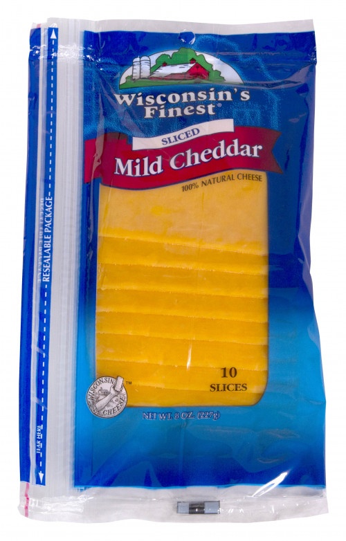 slide 1 of 1, Wisconsin's Finest Mild Cheddar Cheese Slices, 8 oz