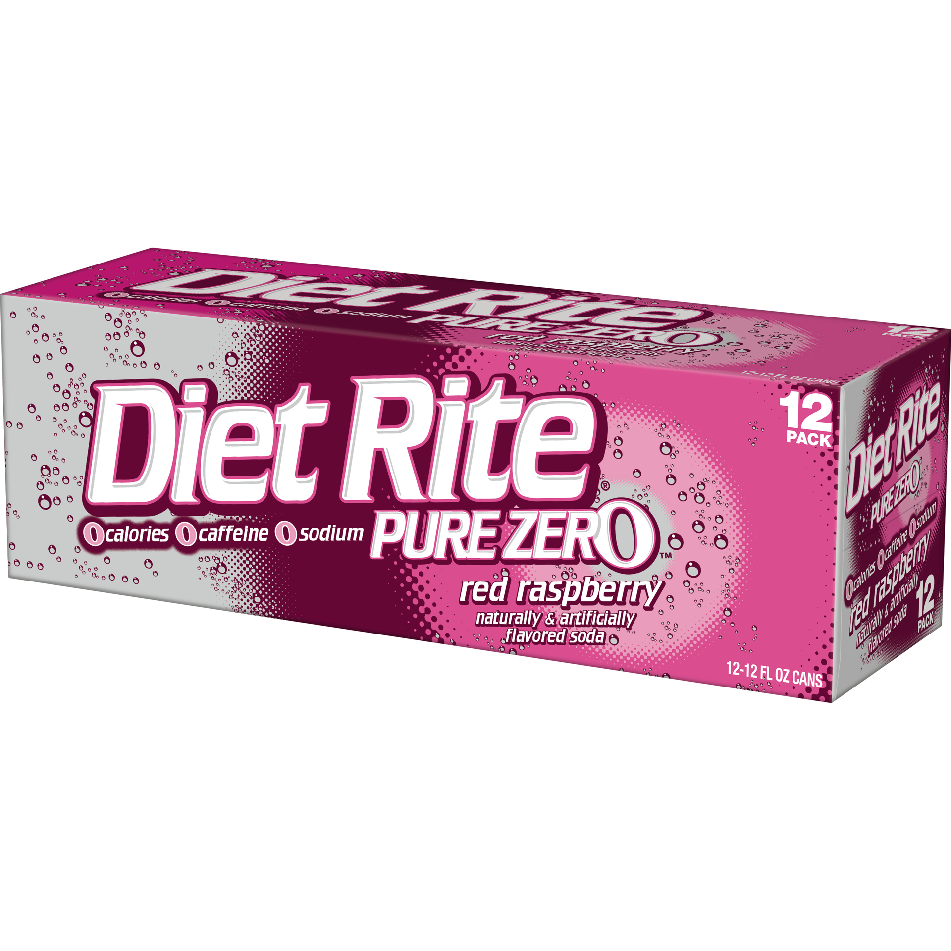 slide 3 of 5, Diet Rite Pure Zero Diet Rite Red Raspberry, 12 oz