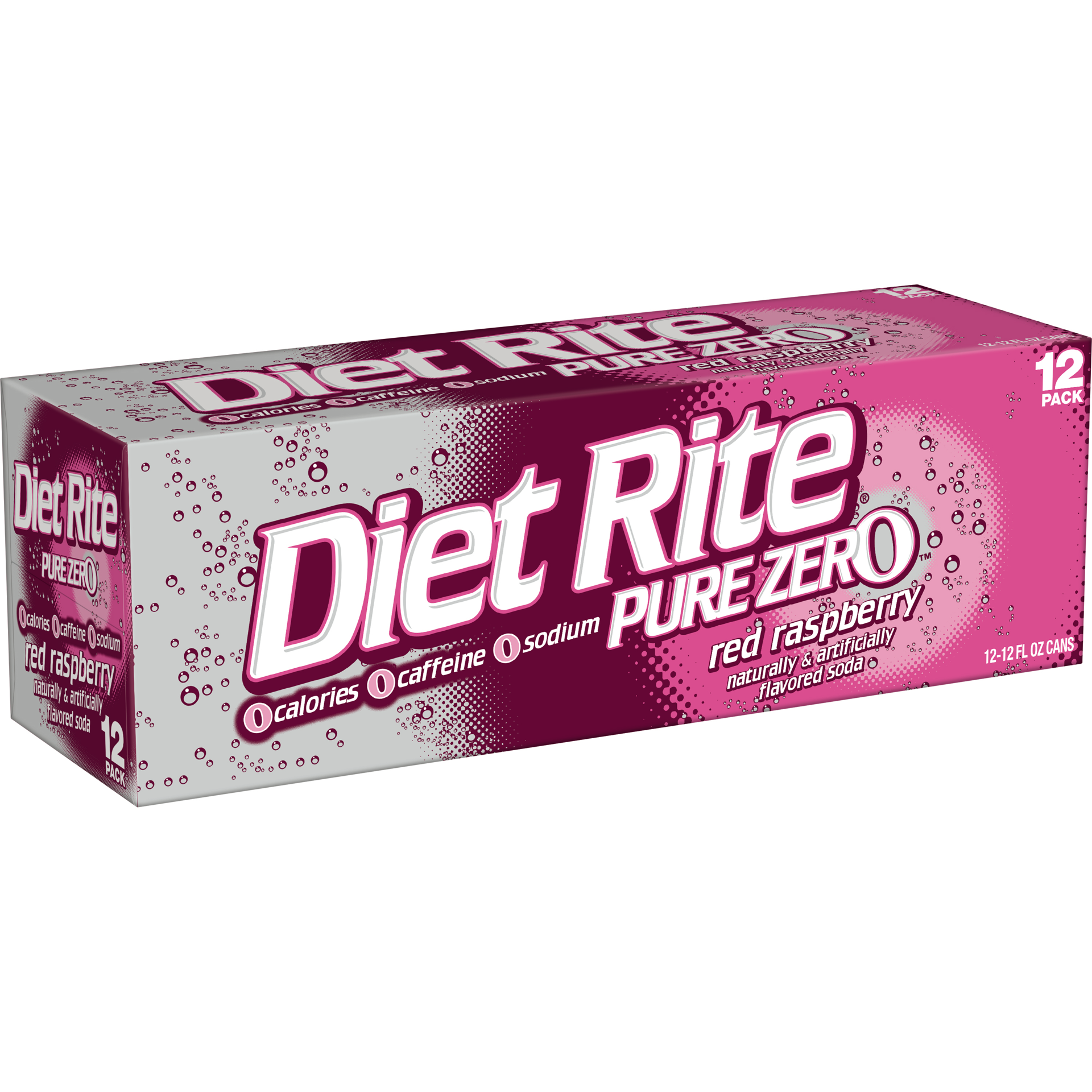 slide 5 of 5, Diet Rite Pure Zero Diet Rite Red Raspberry, 12 oz