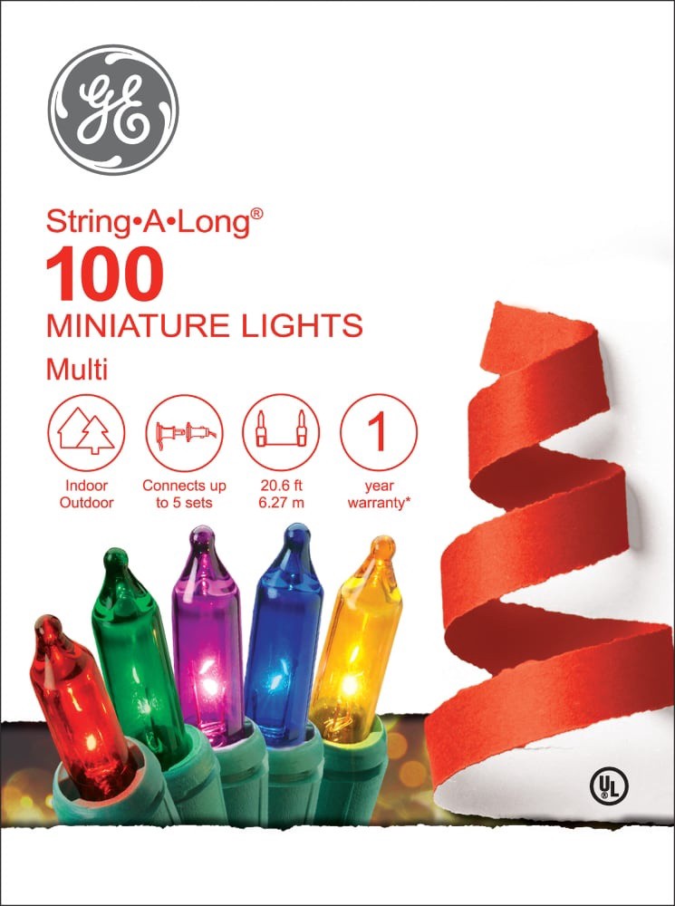 slide 1 of 1, GE String-A-Long Miniature Light Set, Multi, 100 ct