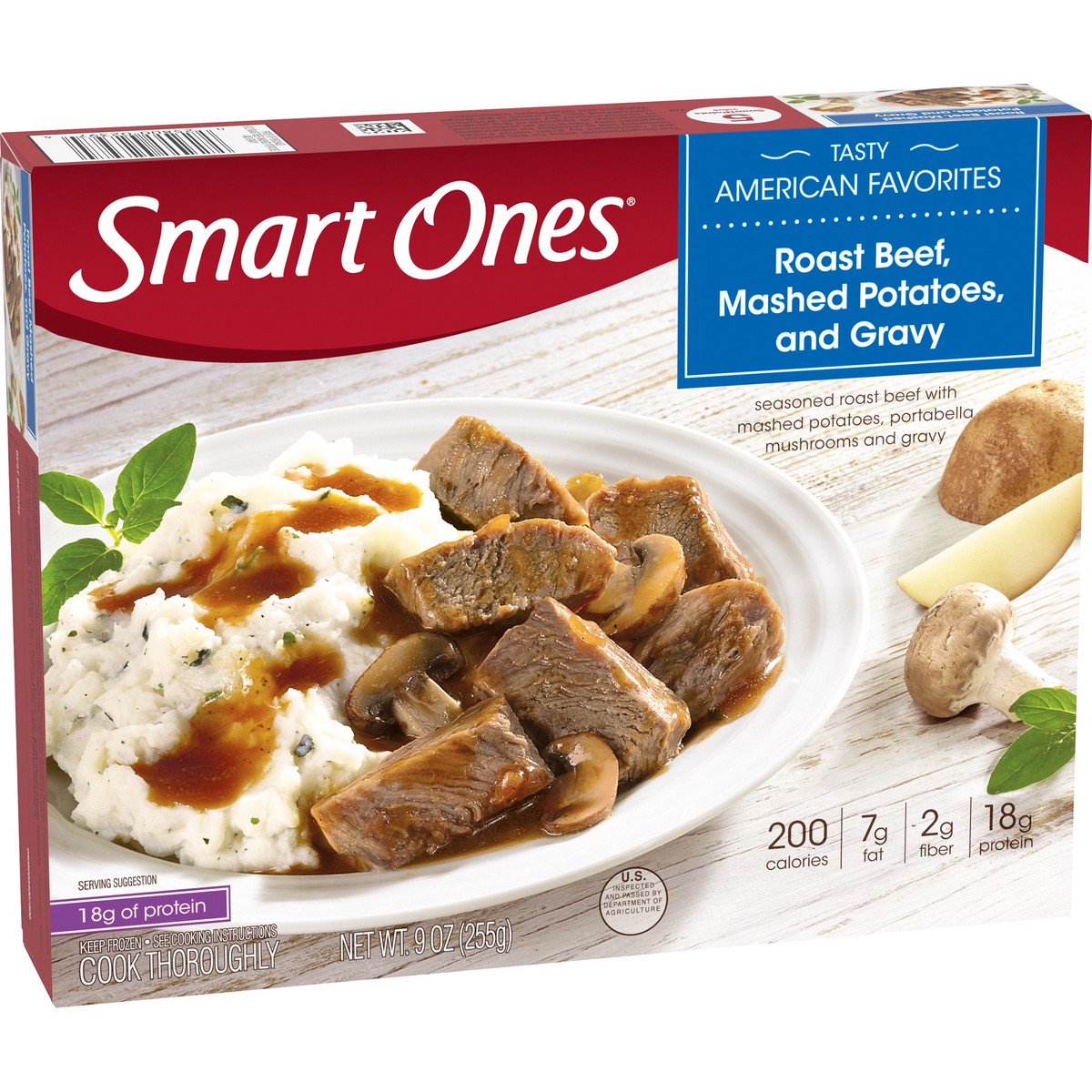 slide 2 of 14, Smart Ones Roast Beef, Mashed Potatoes & Gravy with Portabella Mushrooms Frozen Meal, 9 oz Box, 9 oz