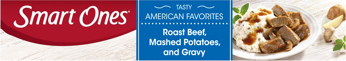 slide 9 of 14, Smart Ones Roast Beef, Mashed Potatoes & Gravy with Portabella Mushrooms Frozen Meal, 9 oz Box, 9 oz