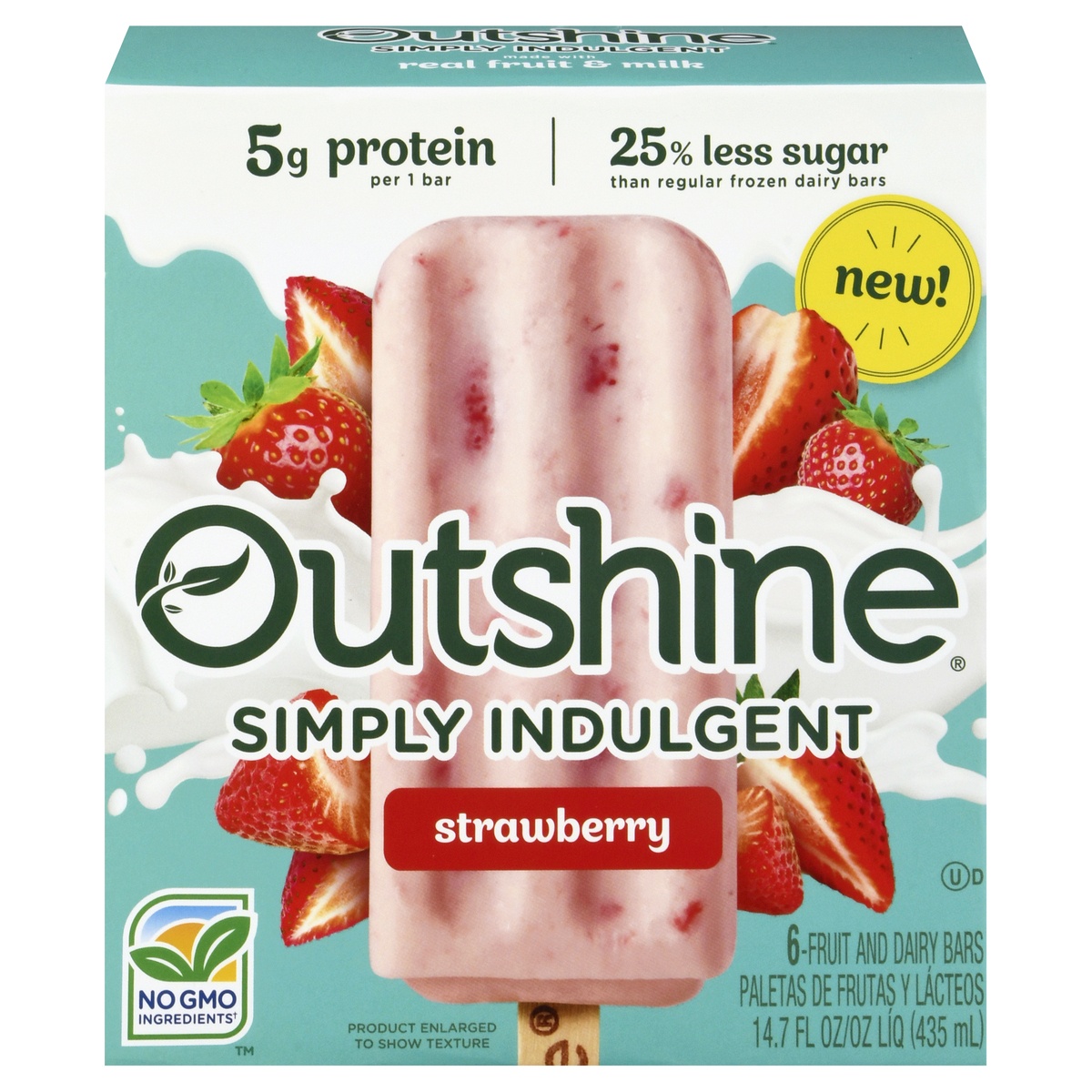 slide 1 of 1, Outshine Simply Indulgent Strawberry Frozen Fruit And Dairy Bars, 6 ct; 2.45