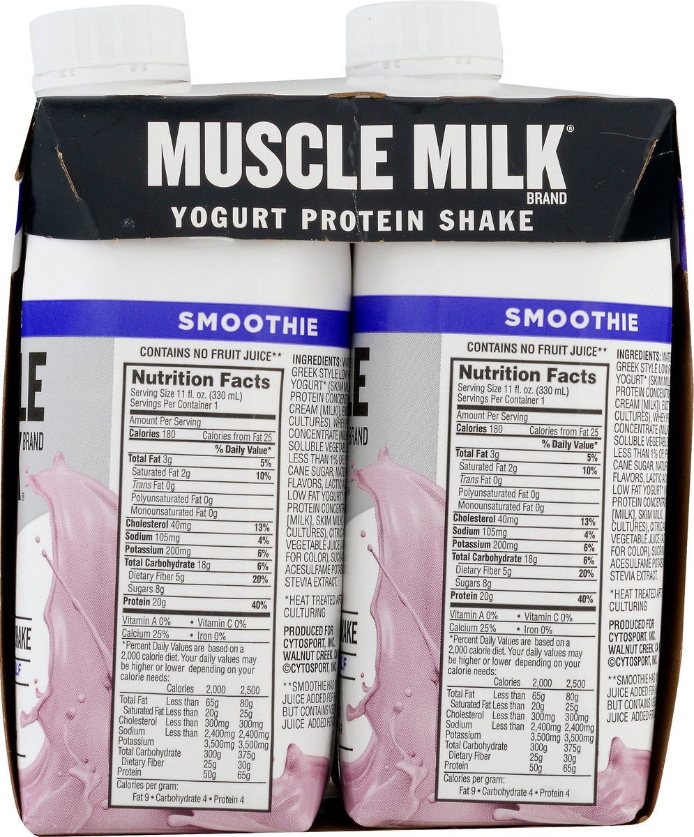 slide 9 of 13, Muscle Milk Smoothie Strawberry Banana Flavor Yogurt Protein Shake 4 ea, 4 ct