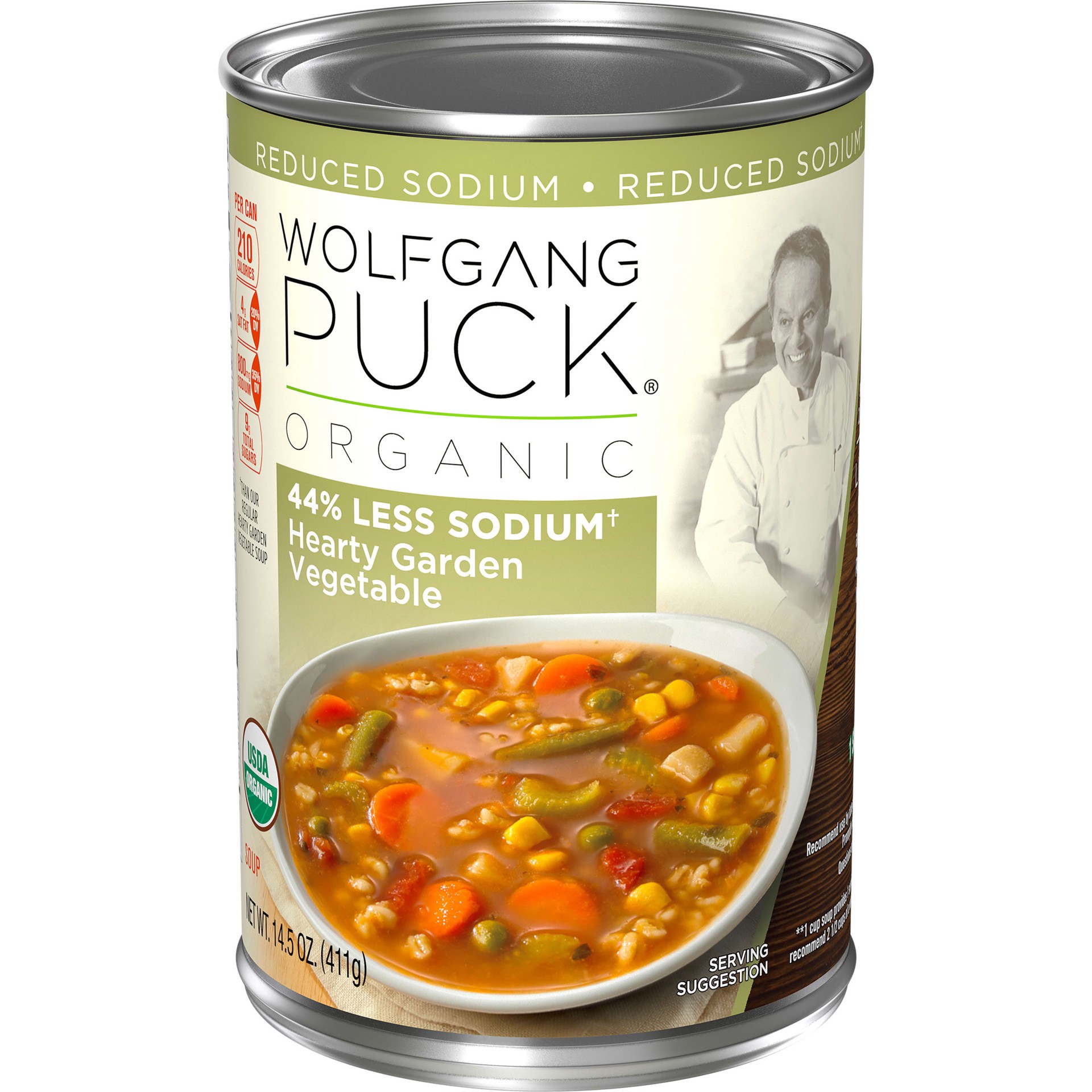 slide 1 of 11, Wolfgang Puck Organic 44% Less Sodium Hearty Garden Vegetable Soup, 14.5 oz. Can, 14.5 oz