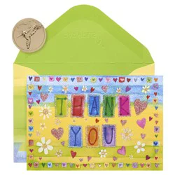 Papyrus Thank You Cards with Envelopes, Glitter Hearts (14 ct)