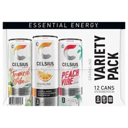 CELSIUS Sparkling Core Vibe Variety Pack, Functional Energy Drink 12 Fl Oz