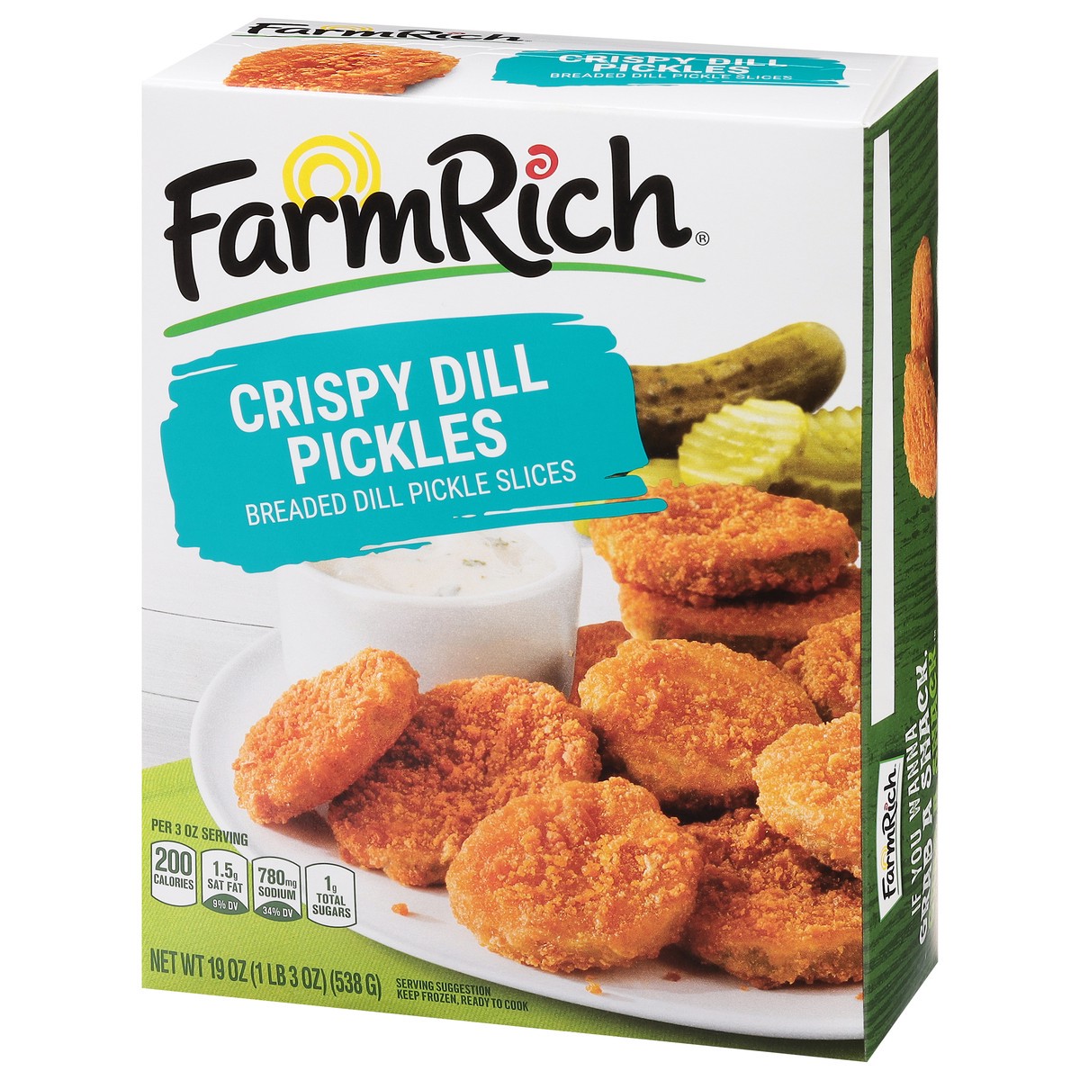 slide 8 of 9, Farm Rich Crispy Dill Pickle Slices, 19 oz (Frozen Snacks and Appetizers), 19 oz