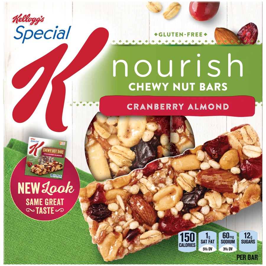 slide 1 of 7, Kellogg's Special K Cranberry Almond Chewy Nut Bars, 5.29 oz