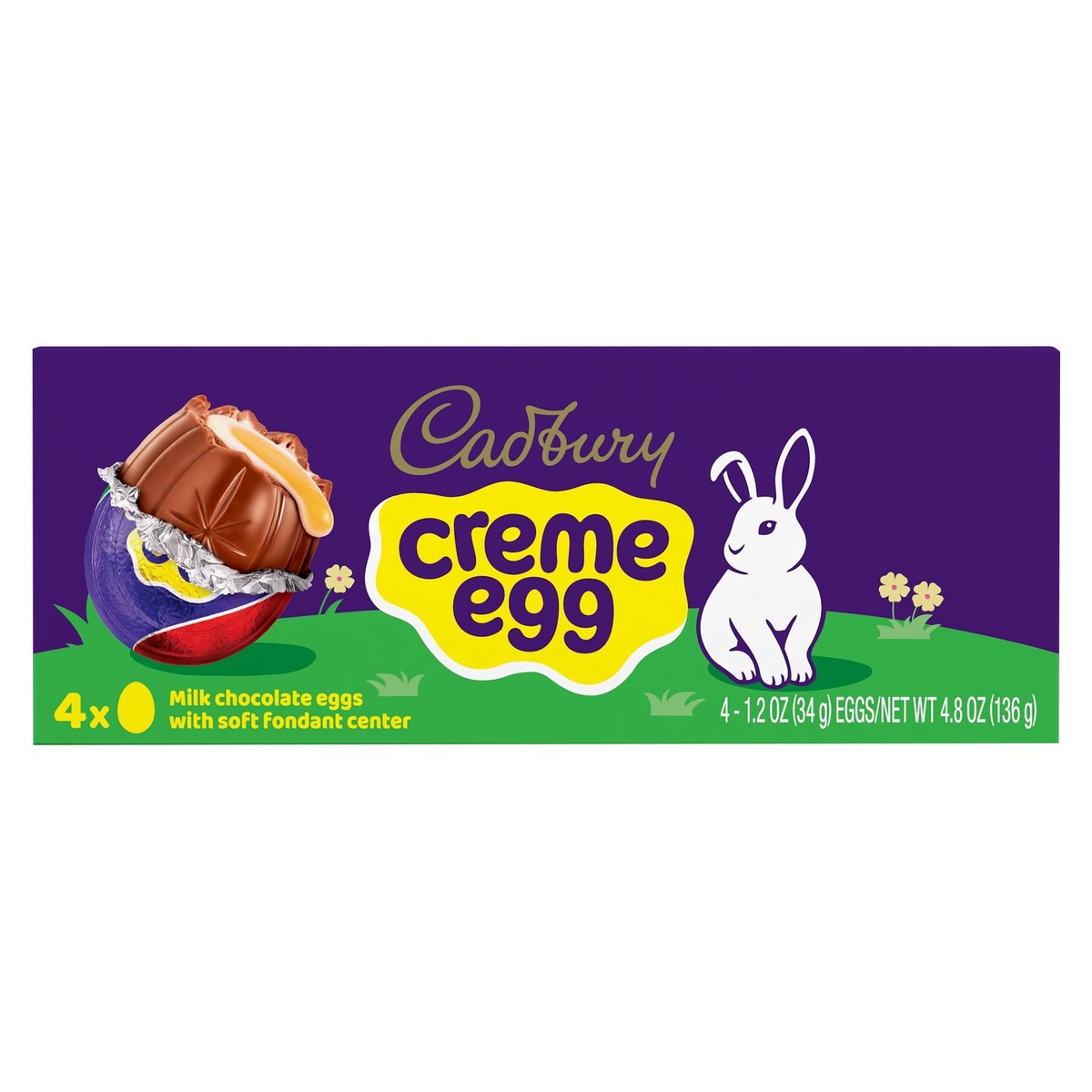slide 1 of 6, CADBURY CREME EGG Milk Chocolate and Fondant, Easter Candy Eggs, 1.2 oz (4 Count), 4.8 oz
