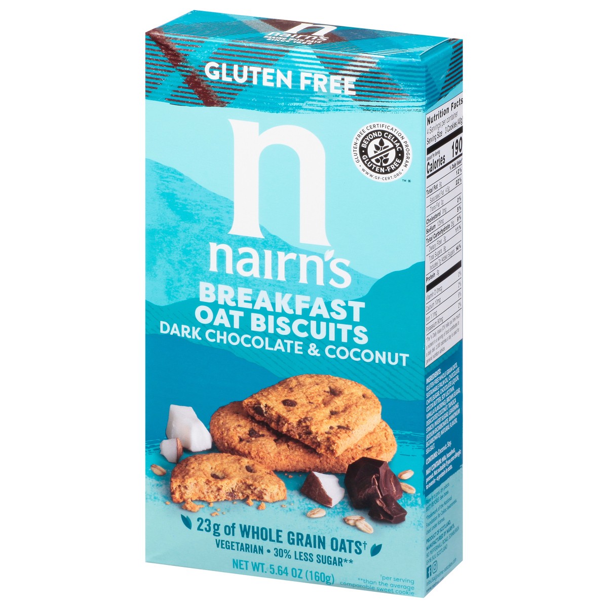 slide 13 of 13, Nairn's Gluten Free Dark Chocolate & Coconut Breakfast Oat Biscuits 5.64 oz, 5.64 oz