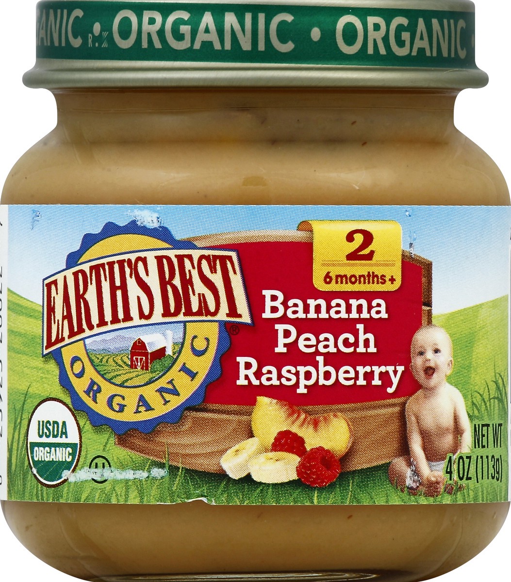slide 5 of 6, Earth's Best Organic Stage 2 - Bananas, Peaches & Raspberries, 4 oz