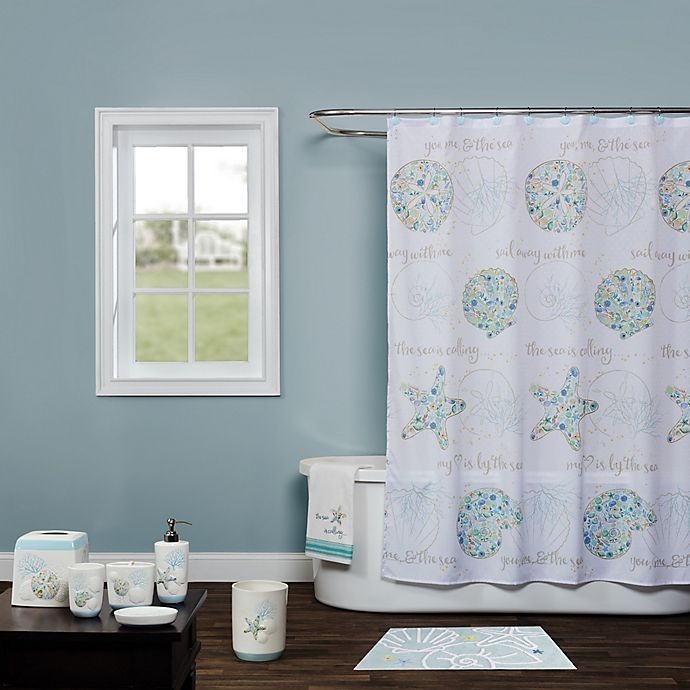 slide 2 of 2, Saturday Knight Seaside Blossoms Shower Curtain - White, 1 ct