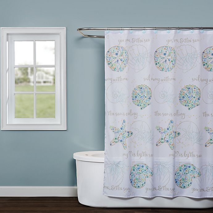 slide 1 of 2, Saturday Knight Seaside Blossoms Shower Curtain - White, 1 ct