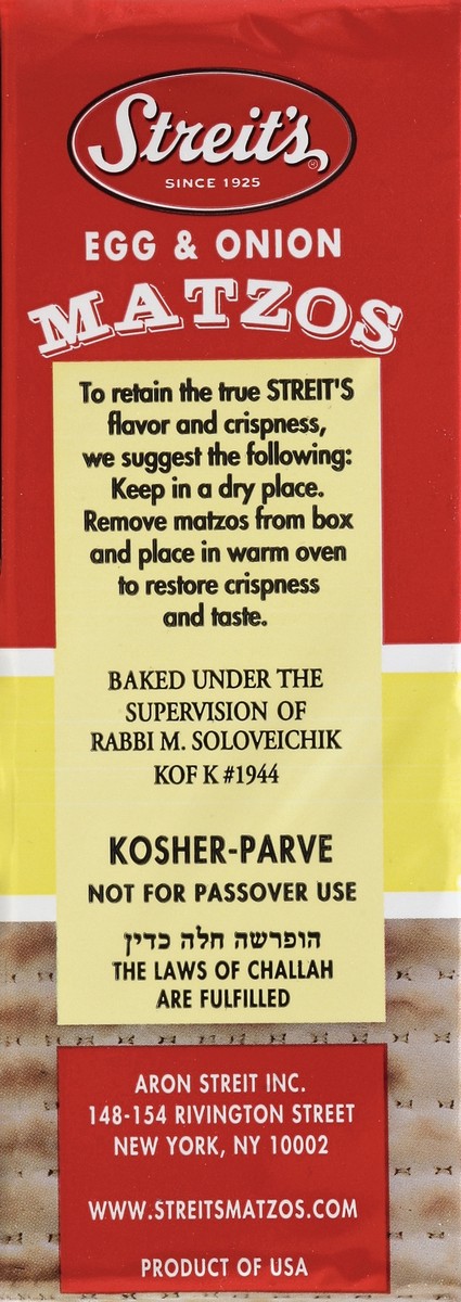 slide 4 of 4, Streit's® egg onion matzo, 11 oz