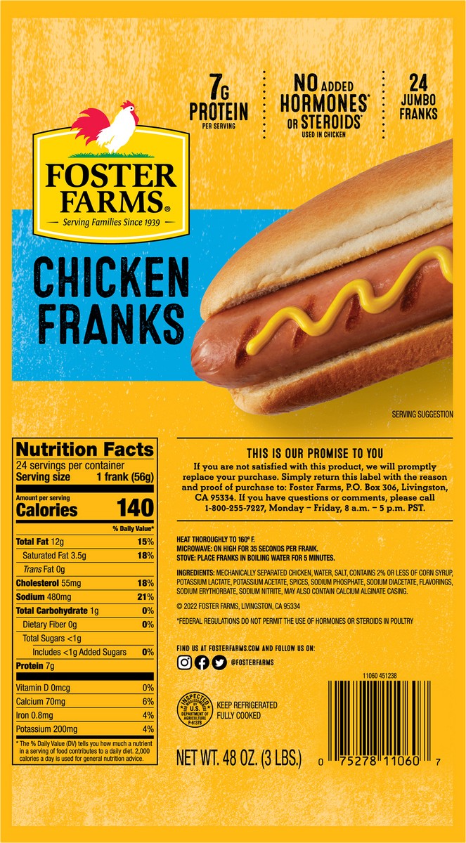 slide 2 of 2, Foster Farms Chicken Franks, 48 oz, 48 oz