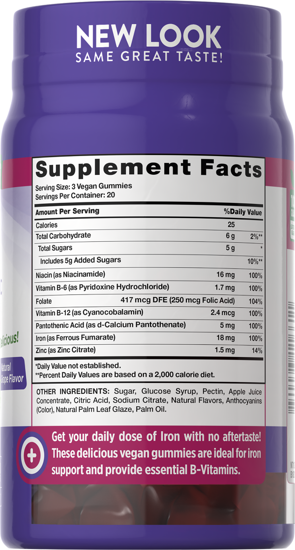 slide 10 of 10, Nature's Truth Delicious Grape Flavor Essential Iron + B-Vitamins, Zinc 60 Gummies, 1 ct