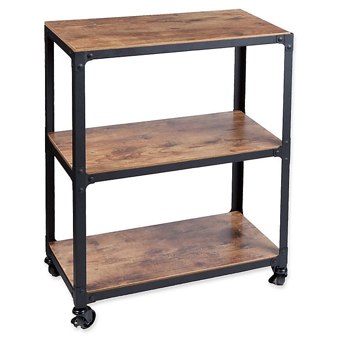 slide 1 of 7, Mind Reader Charm 3-Shelf Utility Cart - Black/Wood, 1 ct