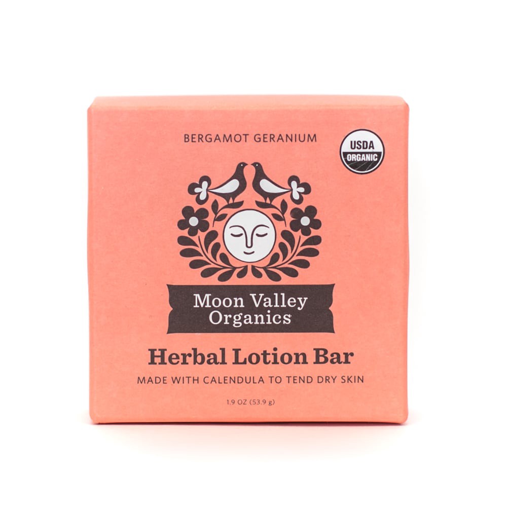 slide 1 of 1, Moon Valley Organics Organic Bergamot Geranium Herbal Lotion Bar, 1.9 oz