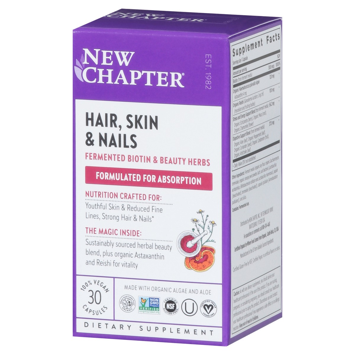 slide 5 of 9, New Chapter Hair, Skin & Nails, Biotin Supplement, Vegetarian Capsules, 30 ct