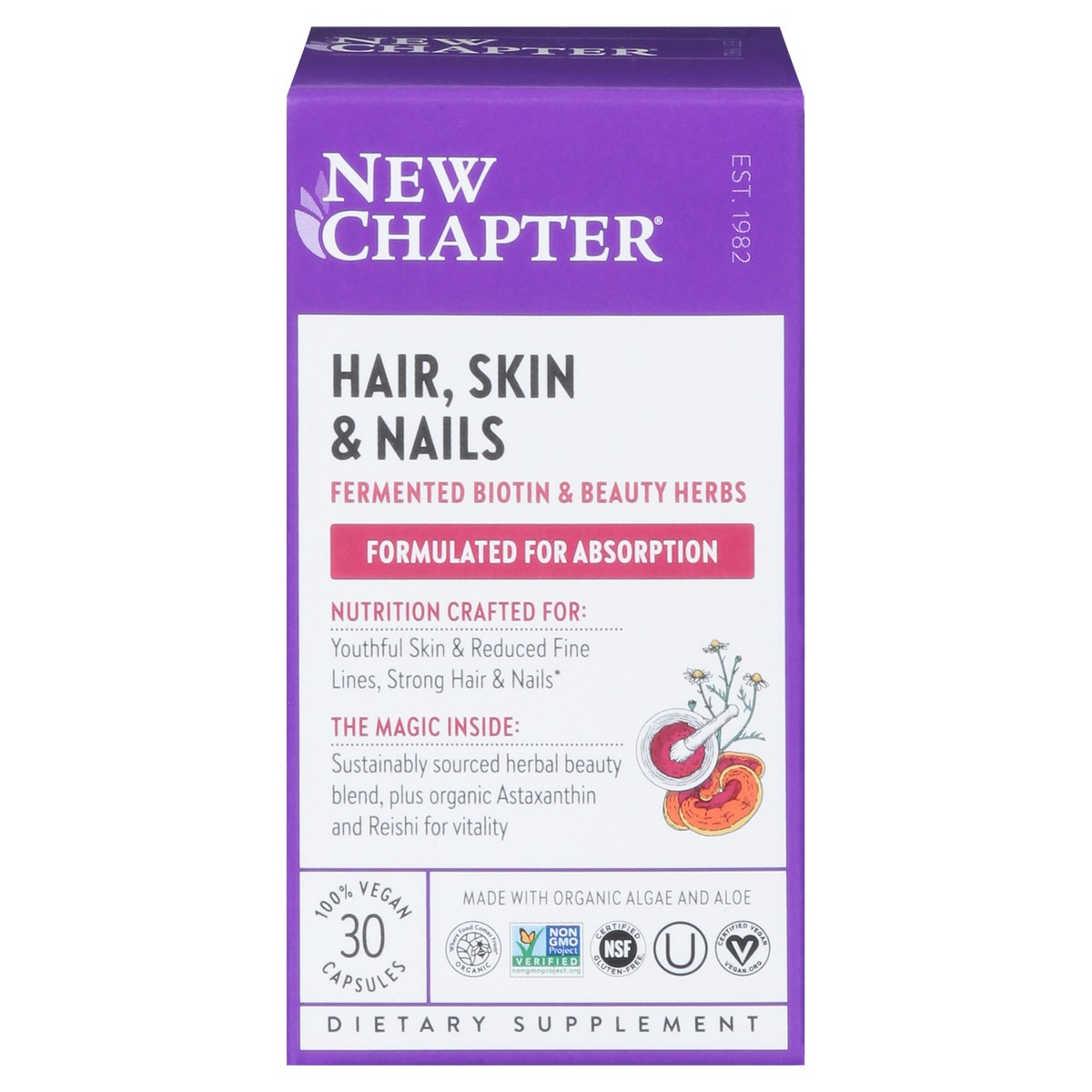 slide 1 of 9, New Chapter Hair, Skin & Nails, Biotin Supplement, Vegetarian Capsules, 30 ct