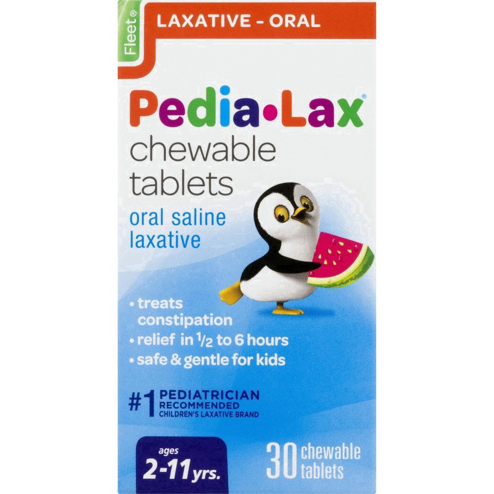 slide 33 of 114, Pedia-Lax Laxative Chewable Tablets for Kids, Ages 2-11, Watermelon Flavor, 30 CT, 30 ct