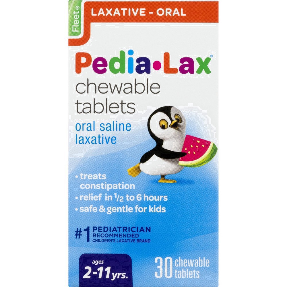 slide 74 of 114, Pedia-Lax Laxative Chewable Tablets for Kids, Ages 2-11, Watermelon Flavor, 30 CT, 30 ct