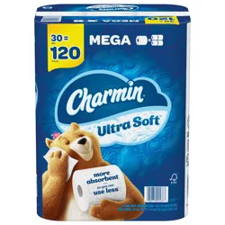 Charmin Ultra Soft Toilet Paper 30 Mega Rolls, 244 Sheets Per Roll