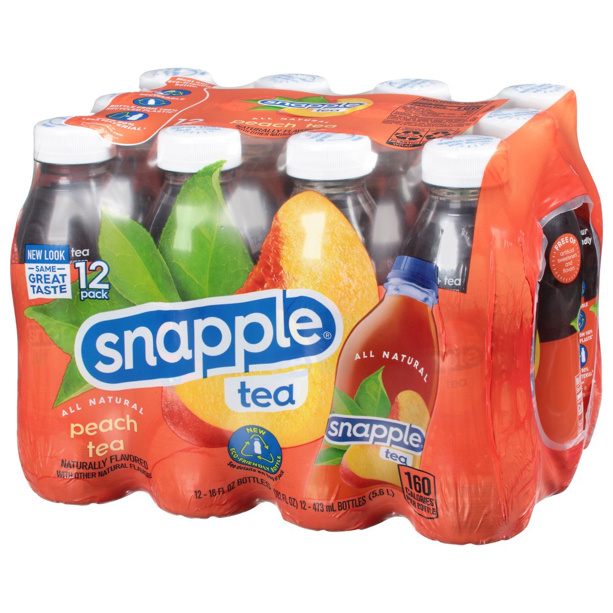 slide 3 of 9, Snapple Peach Tea recycled plastic bottle, 12 ct