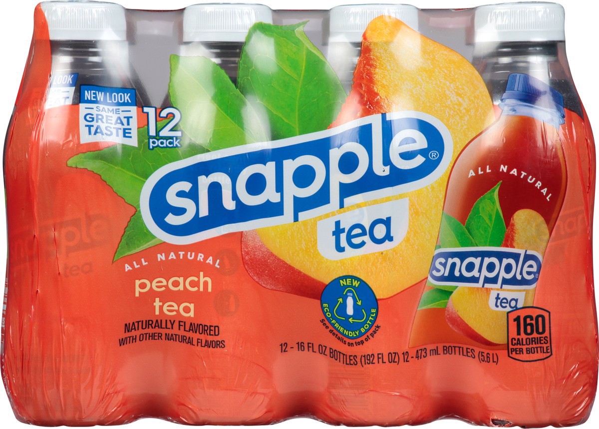 slide 4 of 9, Snapple Peach Tea recycled plastic bottle, 12 ct