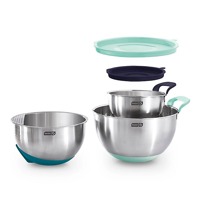 slide 1 of 6, Dash Stainless Steel Mixing Bowl Set, 5 ct