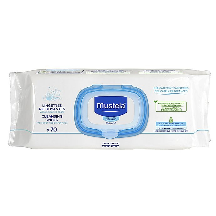 slide 1 of 1, Mustela Cleansing Baby Wipes, 70 ct