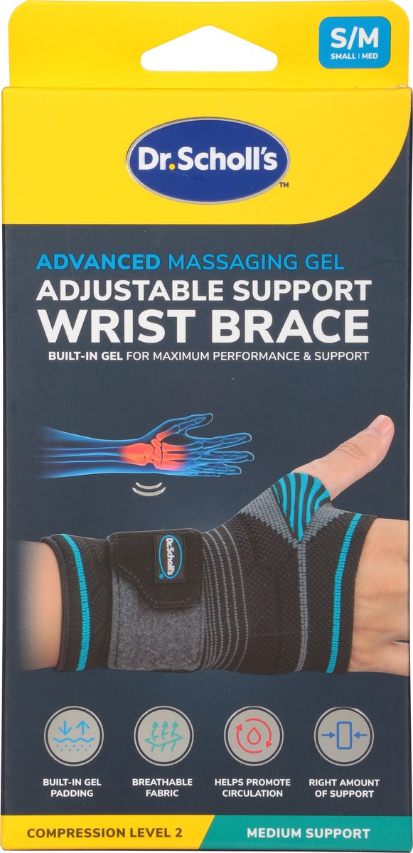 slide 2 of 11, Dr. Scholl's Advanced Massaging Gel Adjustable Support Wrist Brace S/M 1 1 ea, 1 ct