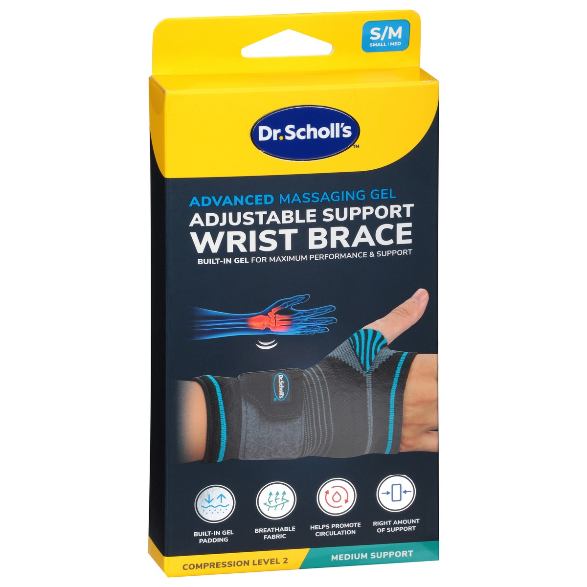 slide 5 of 11, Dr. Scholl's Advanced Massaging Gel Adjustable Support Wrist Brace S/M 1 1 ea, 1 ct
