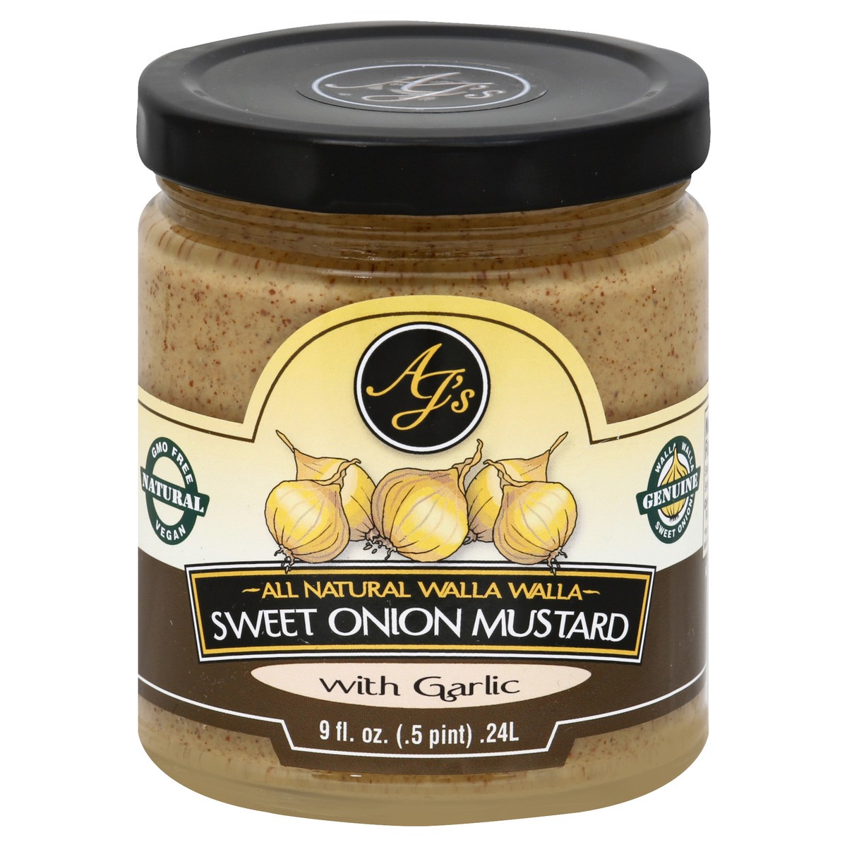 slide 3 of 3, AJs Aj's Natural Sweet Onion Mustard With Garlic - 9 fl oz, 9 fl oz