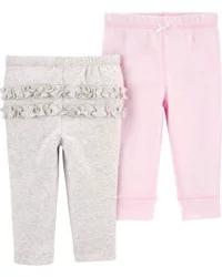 Carter's Carters Baby 2-Pack Cotton Pants Grey/Pink 24M