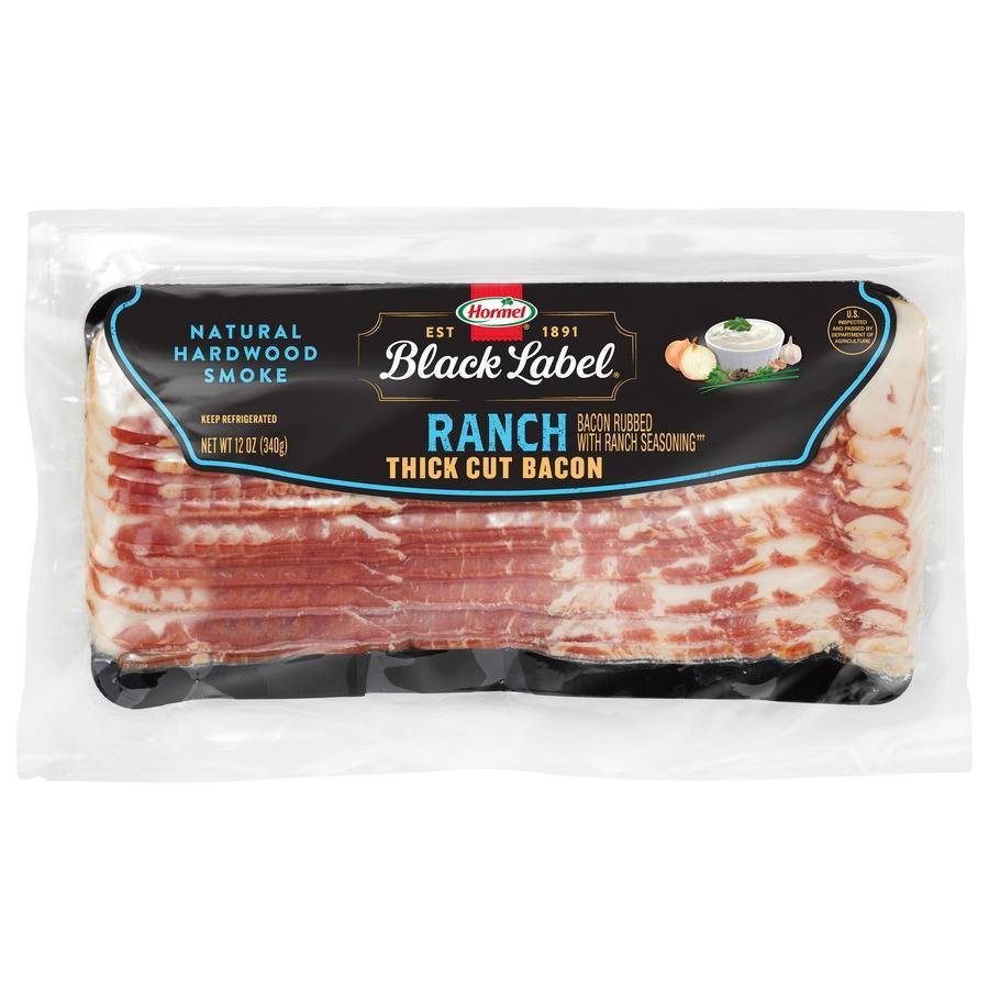 slide 1 of 1, Hormel Black Label Ranch Natural Hardwood Smoke Thick Cut Bacon, 12 oz