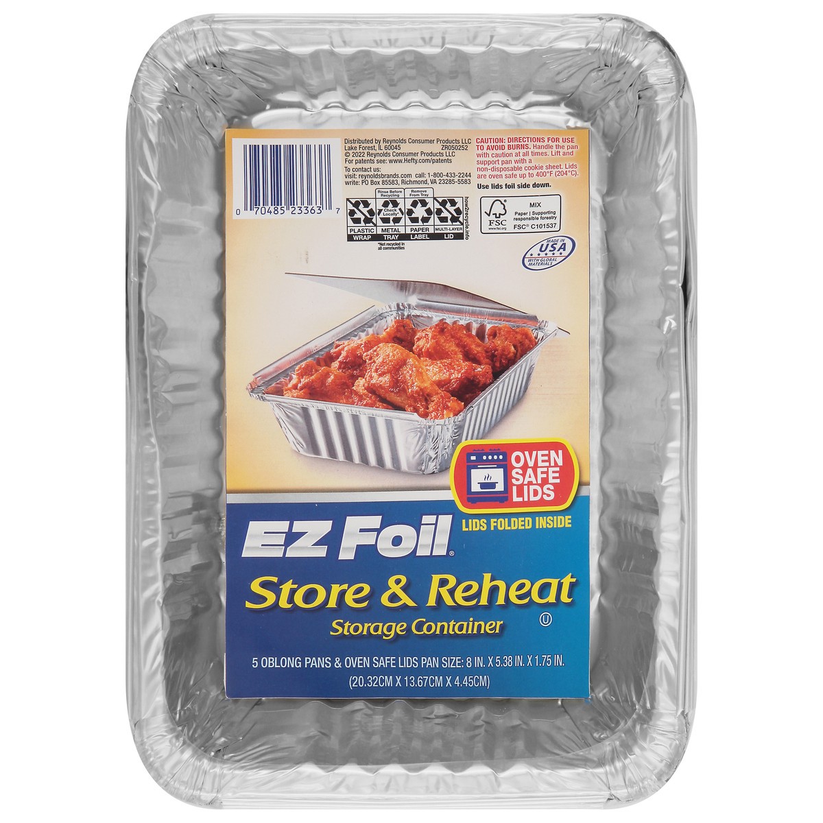 slide 1 of 9, EZ Foil Store & Reheat Storage Container 5 ea, 5 ct