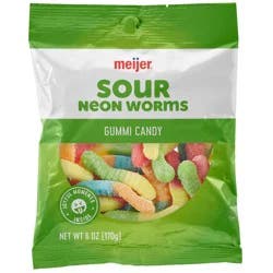 MEIJER GUMMI WORMS PREMIUM NEON SOUR